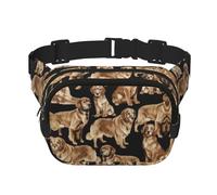 Golden Retrievers Grand sac banane tendance pour femme avec imprimé Golden Retrievers, noir, One Size
