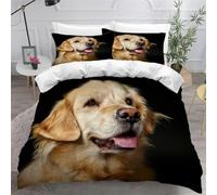 Golden Retrievers Housse de Couette 160x200 Parures de Lit 1 Personne Imprimé 3D Microfibre Douce Animaux Mignons et Animaux de Compagnie Housses Couette avec 2 Taies d'oreiller et Fermeture k.6493