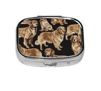 Golden Retrievers Mini boîte à pilules carrée en métal plaqué fer pour la maison, les voyages