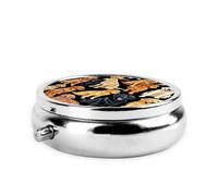 Golden Retrievers - Pilulier rond portable imprimé - Pilulier rond élégant pour compartiments de voyage, cadeau pour la gestion des médicaments