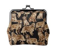 Golden Retrievers Porte-monnaie polyvalent avec breloque imprimée et fermeture à glissière étanche pour clés, cartes