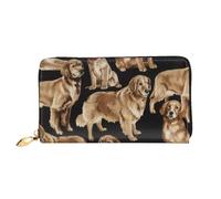 Golden Retrievers Portefeuille en cuir pour téléphone portable, carte de crédit, argent avec poche zippée, noir, taille unique, Noir/blanc, One Size
