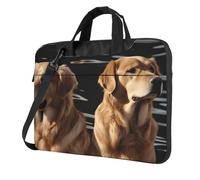Golden Retrievers Sac à bandoulière pour ordinateur portable, Noir/blanc, 15.6 inch