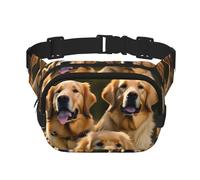 Golden Retrievers Sac banane carré avec fermeture éclair pour entraînement, randonnée, course à pied, voyage, gym