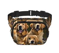Golden Retrievers Sac banane double couche avec imprimé carré Unisexe, noir, One Size