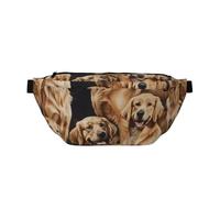 Golden Retrievers Sac banane imprimé pour homme et femme, sac banane réglable, sac banane de voyage, sac banane de sport, course à pied, randonnée, Noir , Taille unique, Sac à dos de