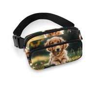 Golden Retrievers Sac banane réglable et décontracté pour homme et femme pour voyage, sport, randonnée, blanc, 20,1 x 13 cm, blanc, 7.9x5.1inches