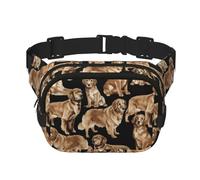 Golden Retrievers Sac banane tendance unisexe pour l'entraînement, la course, les voyages et la randonnée, Noir , Taille unique