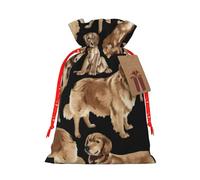 Golden Retrievers Sac de Noël avec cordon de serrage pour anniversaire de Noël 12 x 17 cm