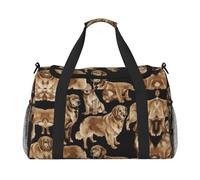 Golden Retrievers Sac de sport pour femme - Sac fourre-tout de sport avec compartiment, sac de sport pour homme, sac fourre-tout pour femme, sac à main de week-end pour femme, Noir , Taille unique