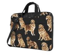 Golden Retrievers Sac pour ordinateur portable ultra fin 15,6" avec bandoulière - Étanche - Pour ordinateurs portables de 13", 14" et 15,6" - Pour homme et femme, 3D., 15.6 inch