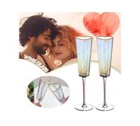 Golden Rimmed Heart Shaped Champagne Flutes Goblet Durable Wine Drinking Glass for Anniversary Party