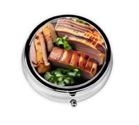 Golden Roast Boîte à pilules ronde en fer galvanisé avec 3 compartiments en plastique 5,1 x 5,1 x 1,8 cm