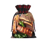 Golden Roast Holiday Pochette à cordon imprimé S Sac léger avec cordon de serrage pour le rangement et l'emballage