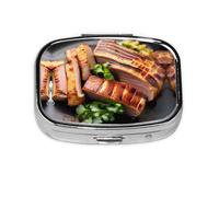 Golden Roast Mini pilulier carré de voyage, peut être mis dans un portefeuille ou une poche pour ranger une variété de petits objets