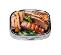 Golden Roast Pilulier carré léger et portable, avec 2 inserts en plastique, convient pour le transport dans les poches ou les portefeuilles.