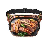 Golden Roast Sac banane carré double couche avec sangle réglable pour course à pied, voyage, randonnée, noir, taille unique, noir, taille unique, Noir , Taille unique