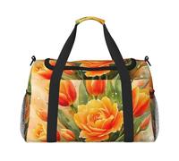 Golden Rose Blossoms Sac de rangement de voyage léger de grande capacité Sac de transport à la main Sac de rangement de nuit Sac de voyage unisexe