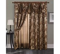 Golden Rugs Jana Collection Jana Rideau de fenêtre de Luxe avec cantonnière et Dos pour Chambre à Coucher, Salon et Salle à Manger Marron 280 x 213 cm
