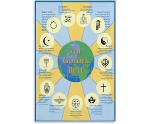 Golden Rule Metal Sign for Harmony and Understanding Inspirational Wall Art with Universal Values for Home Office Decor 8 X 12 in