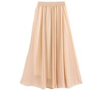 Golden Service Femme Jupe Boheme Tour de Taille Elastique Casual en Chiffon Dress Plage Mariage Grande Ivoire