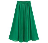Golden Service Femme Jupe Boheme Tour de Taille Elastique Casual en Chiffon Dress Plage Mariage Grande Vert