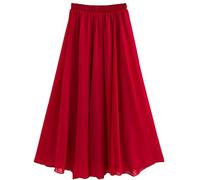Golden Service Femme Jupe Boheme Tour de Taille Elastique Casual en Chiffon Dress Plage Mariage Grande Wine Red