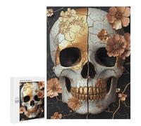 Golden Skull with Flowers Art Print-2 Puzzle 500 Pièces Educa Jouet en Bois Cadeau Unique Décoration Intérieure Jeu Éducatif Challenge Toy Adultes Et Enfants À Partir De 14 Ans 500 PCS