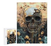 Golden Skull with Flowers Art Print-4 Puzzle 1000 Pièces Educa Jouet en Bois Cadeau Unique Décoration Intérieure Jeu Éducatif Challenge Toy Adultes Et Enfants À Partir De 14 Ans 500 PCS