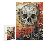Golden Skull with Flowers Art Print-5 Puzzle 300 Pièces Educa Jouet en Bois Cadeau Unique Décoration Intérieure Jeu Éducatif Challenge Toy Adultes Et Enfants À Partir De 14 Ans 300 PCS