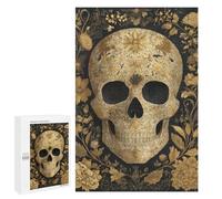 Golden Skull with Flowers Art Print-7 Puzzle 1000 Pièces Educa Jouet en Bois Cadeau Unique Décoration Intérieure Jeu Éducatif Challenge Toy Adultes Et Enfants À Partir De 14 Ans 1000 PCS