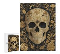 Golden Skull with Flowers Art Print-7 Puzzle 1000 Pièces Educa Jouet en Bois Cadeau Unique Décoration Intérieure Jeu Éducatif Challenge Toy Adultes Et Enfants À Partir De 14 Ans 500 PCS
