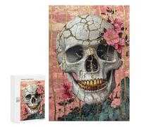 Golden Skull with Flowers Art Print Puzzle 1000 Pièces Educa Jouet en Bois Cadeau Unique Décoration Intérieure Jeu Éducatif Challenge Toy Adultes Et Enfants À Partir De 14 Ans 300 PCS