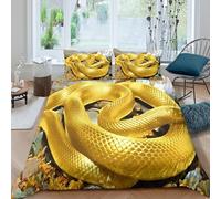 Golden Snake Coiled Linge de Lit 3 Pièces 3D Imprimée Hypoallergique Nature Wildlife Art Housse de Couette avec 2 x Taies d'oreiller Respirante for Décoration de Chambre Super King（260x220cm）