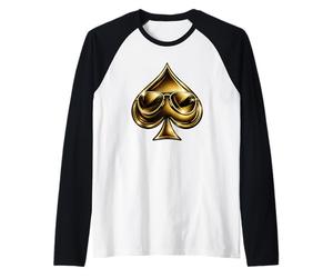 Golden Spade Sunglasses Poker Casino Lucky Symbol Manche Raglan