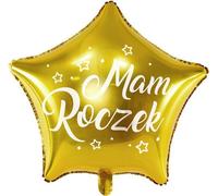 Golden Star 1st Birthday Balloon - Ballon en aluminium de 48 cm pour un moment spécial ! Parfait pour décorer et célébrer le premier anniversaire de votre enfant !