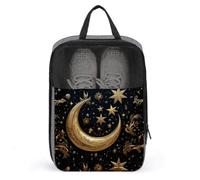 Golden Stars And Moon Sac à chaussures de voyage résistant à l'eau avec fermeture éclair, gris, taille unique, moderne, gris, Taille unique, Moderne