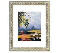 Golden State Art, 11 x 14 Ornate Finition Cadre photo, Argent Couleur Beige, avec tapis Ivoire pour 8 x 10 Photo et verre véritable