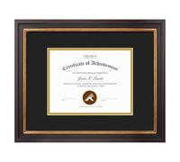 Golden State Art, 11x14 Document Frame for 7x9 Photos Diploma/Certificate, Wall Hang Frame, Black Gold & Burgundy Color, Includes Black Over Gold Double Mat and Real Glass (1-Pack)