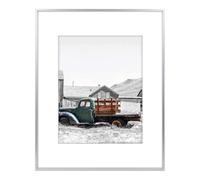 Golden State Art 16 x 20 Classique satiné Cadre Photo en Aluminium avec Tapis de Couleur Ivoire pour 11 x 14 Photo, Paysage ou Portrait, en Verre véritable 16x20 Argenté