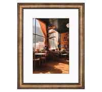 Golden State Art, Cadre noir doré 30,5 x 40,6 cm - Blanc mat pour photos de 20,3 x 30,5 cm - Style antique vintage - Finition texturée brossée - Montage mural - Portrait/paysage - Verre trempé