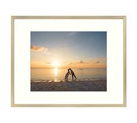 Golden State Art, Cadre photo 28 x 35,6 cm en aluminium doré (brossé brillant) - Affichage photos de 20,3 x 25,4 cm avec passe-partout ou 28 x 35,6 cm sans passe-partout - Montage mural en verre