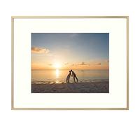 Golden State Art, Cadre photo 40,6 x 50,8 cm en aluminium doré (brossé brillant) - Affichage photos de 28 x 35,6 cm avec passe-partout ou 40,6 x 50,8 cm sans passe-partout - Montage mural en verre