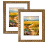 Golden State Art Cadre photo avec tapis blanc pour photo et verre véritable pour affichage mural Motif maison ou bureau 11x14 (2-Pack) Bronze doré.