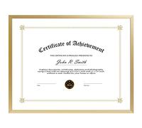 Golden State Art, cadre pour photos et certificats 8,5 x 11 avec verre véritable, Aluminium, Aluminum Frame: Gold, 8.5 x 11