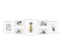 Golden State Art, Collection de Cadre Photo Murale en métal, Lot de 7, Aluminium Argent Cadre Photo avec Tapis de Couleur Ivoire et Verre véritable
