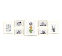 Golden State Art, Ensemble Cadre, Collection de cadres photo muraux en métal doré, lot de 7, cadre photo en aluminium avec couleur ivoire mat et verre véritable