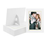 Golden State Art Lot de 25 cadres photo chevalet en carton Ivoire ou Noir 4x6 Blanc avec doublure dorée.