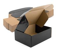 Golden State Art, Lot de 26 boîtes d'expédition noires en carton ondulé pour petites entreprises, 20,3 x 15,2 x 7,6 cm