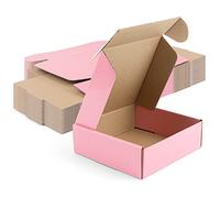 Golden State Art, Lot de 26 petites boîtes d'expédition en carton ondulé rose de 15,2 x 15,2 x 5,2 cm pour expédition, emballage, artisanat, cadeaux